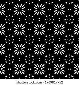  Geometric vector pattern with triangular elements. Seamless abstract ornament for wallpapers and backgrounds. Black and white colors.