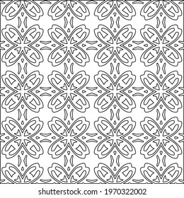  Geometric vector pattern with triangular elements. Seamless abstract ornament for wallpapers and backgrounds. Black and white colors.