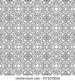  Geometric vector pattern with triangular elements. abstract ornament for wallpapers and backgrounds. Black and white colors.