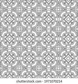 Geometric vector pattern with triangular elements. abstract ornament for wallpapers and backgrounds. Black and white colors.