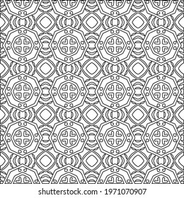  Geometric vector pattern with triangular elements. abstract ornament for wallpapers and backgrounds. Black and white colors.