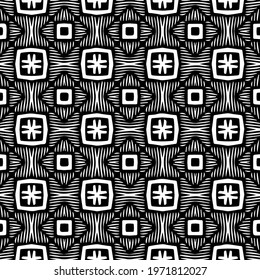  Geometric vector pattern with triangular elements. abstract ornament for wallpapers and backgrounds. Black and white colors.