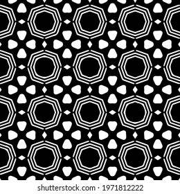  Geometric vector pattern with triangular elements. abstract ornament for wallpapers and backgrounds. Black and white colors.