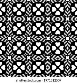  Geometric vector pattern with triangular elements. abstract ornament for wallpapers and backgrounds. Black and white colors.