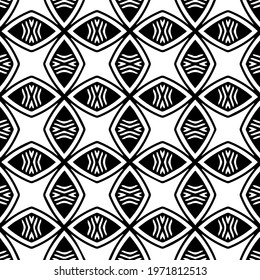  Geometric vector pattern with triangular elements. abstract ornament for wallpapers and backgrounds. Black and white colors.