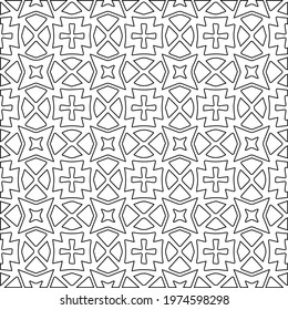  Geometric vector pattern with triangular elements. abstract ornament for wallpapers and backgrounds. Black and white colors.