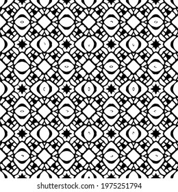  Geometric vector pattern with triangular elements. abstract ornament for wallpapers and backgrounds. Black and white colors.