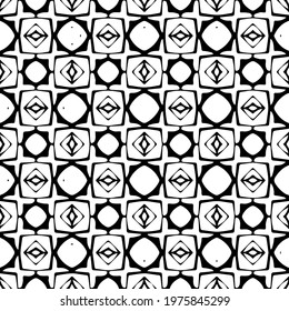  Geometric vector pattern with triangular elements. abstract ornament for wallpapers and backgrounds. Black and white colors.