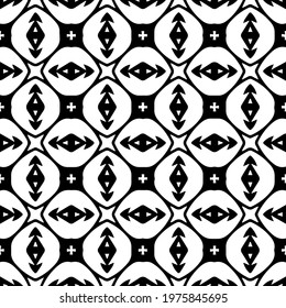  Geometric vector pattern with triangular elements. abstract ornament for wallpapers and backgrounds. Black and white colors.