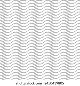 Geometric vector pattern with wavy horizontal lines in grey. Abstract seamless background for your design.  Simple and modern vintage background. Greeting card, textile, vector illustration 