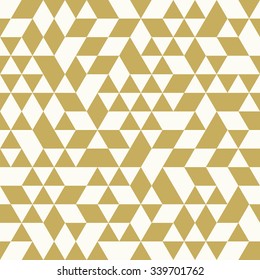 Geometric Vector Pattern With White And Golden Triangles. Seamless Abstract Background