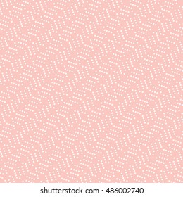 Geometric vector pink pattern with white dotted elements. Seamless abstract background