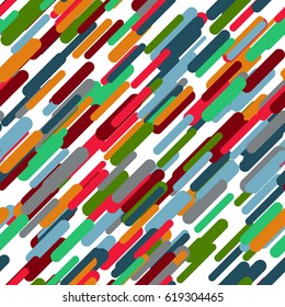 Geometric vector seamless pattern. Abstract background. Irregular colorful diagonal texture. Simple design. Textured slanting lines ornament.