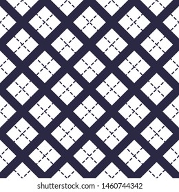 Geometric vector seamless pattern with crossed lines, abstract background. Simple minimalistic black and white design. Single color, black and white. 