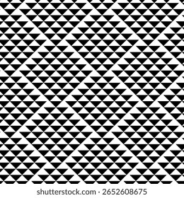 Geometric vector seamless pattern with crossed lines, triangles, squares abstract background. Simple minimalistic black and white design. Single color, black and white.