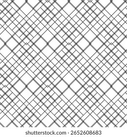 Geometric vector seamless pattern with crossed lines, triangles, squares abstract background. Simple minimalistic black and white design. Single color, black and white.
