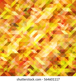 Geometric vector seamless pattern. Graphic design background. Grid mosaic pattern with repeating triangles. Abstract stylish modern design with glowing pink, lemony, yellow square and triangle tiles.