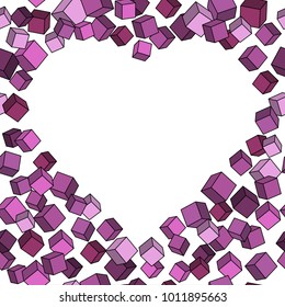 Geometric vector seamless pattern of heart of cubes