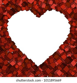 Geometric vector seamless pattern of heart of cubes