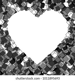 Geometric vector seamless pattern of heart of cubes