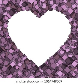 Geometric vector seamless pattern of heart of cubes