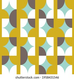 Geometric vector seamless pattern. Modern background with simple shapes in pastel colors.