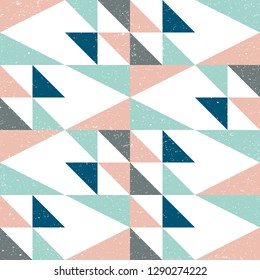 Geometric vector seamless pattern in retro style . Modern  background with circles, semi circles, squares, lines and other simple shapes.
