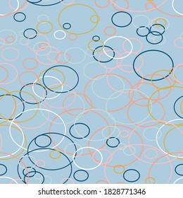 Geometric vector seamless pattern in retro style . Modern abstract background with circles or bubbles.