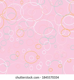 Geometric vector seamless pattern in retro style . Modern abstract background with circles or bubbles.