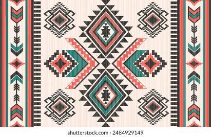 Geometric vector seamless pattern.ornament. Ethnic South Western decor style. Boho geometric ornament.blanket, rug. Woven carpet illustration