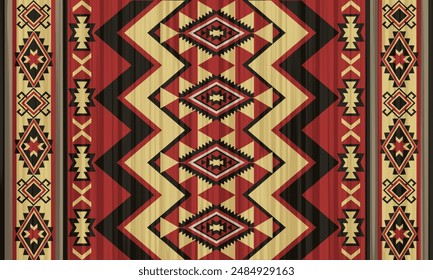Vector geométrico sin patrón.ornamento. Estilo étnico de decoración suroccidental. Boho ornamento geométrico.manta, alfombra. Ilustración de alfombra tejida