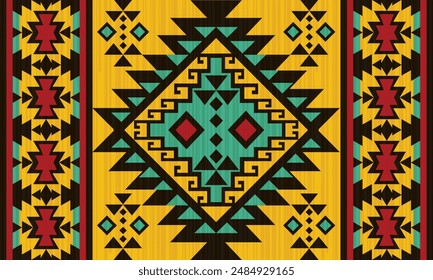 Geometric vector seamless pattern.ornament. Ethnic South Western decor style. Boho geometric ornament.blanket, rug. Woven carpet illustration