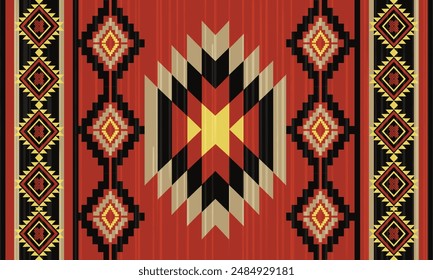 Vector geométrico sin patrón.ornamento. Estilo étnico de decoración suroccidental. Boho ornamento geométrico.manta, alfombra. Ilustración de alfombra tejida