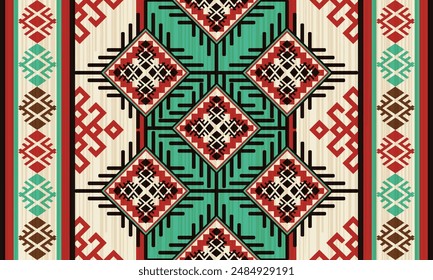 Geometric vector seamless pattern.ornament. Ethnic South Western decor style. Boho geometric ornament.blanket, rug. Woven carpet illustration