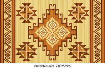 Geometrische Vektorgrafik nahtlose Muster.Ornament. Ethnischer südwestlicher Dekorstil. Boho geometrische Ornament. Decke, Teppich. Illustration des gewebten Teppichs