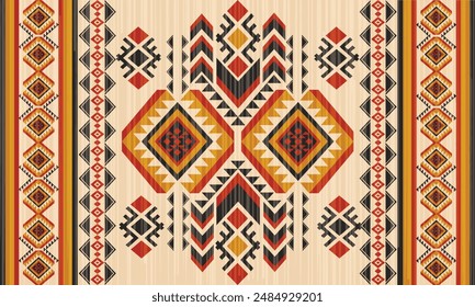 Geometric vector seamless pattern.ornament. Ethnic South Western decor style. Boho geometric ornament.blanket, rug. Woven carpet illustration