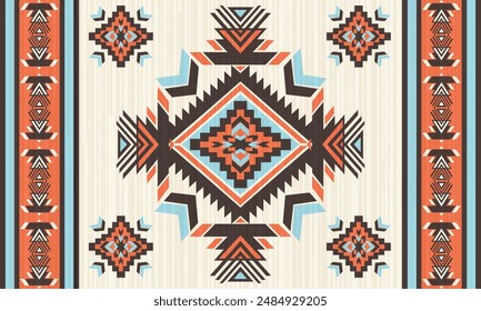 Geometric vector seamless pattern.ornament. Ethnic South Western decor style. Boho geometric ornament.blanket, rug. Woven carpet illustration