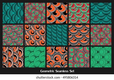 Geometric vector seamless patterns big set. Elements for your design. Eps10