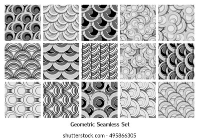 Geometric vector seamless patterns big set. Elements for your design. Eps10