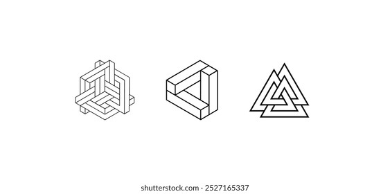 Geometric vector set featuring modern icons and abstract shapes, perfect for creating unique illustrations and cutting-edge designs in artistic and graphic projects.