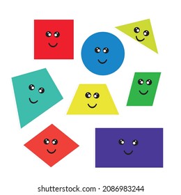 It is geometric vector shapes. It is made in colorful for kids to learn. It is can be used as worksheet in kindergarten.