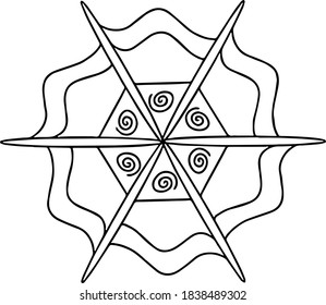 Geometric vector snowflake isolated on white background.  Doodle illustration for Christmas design, greeting cards and posters.
