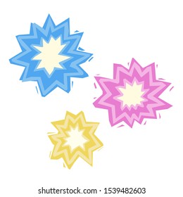 Geometric vector stars isolated on white. Rectangular street art style.