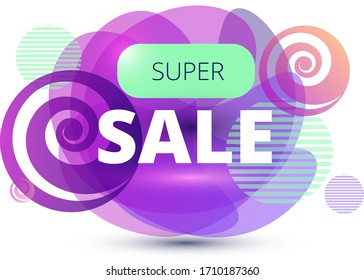 geometric vector sticker super sale on a white background