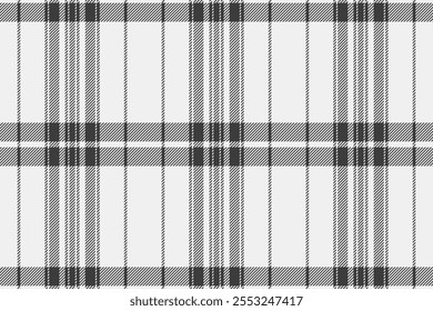 Padrão de tartã vetorial geométrico, impressão de fundo xadrez textura. Natal ornamento verificar tecido sem costura têxtil em branco e cinza paleta de cores.