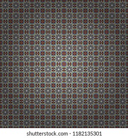 Geometric vector template. Abstract gray, blue and black seamless pattern with mesh of squares. Cute mosaic.