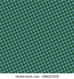 Geometric vector texture: a background of small green-blue squares arranged diagonally. Simple stylish tiles in retro style.
