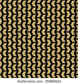 Geometric vector texture with golden triangles. Seamless abstract background