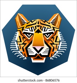 Geometric vector tiger head front view