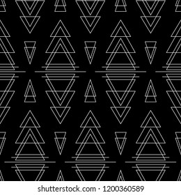 Geometric vector triangles seamless pattern. Art deco black and white ornament. Pattern for textile, fabric, wrapping paper and your design.